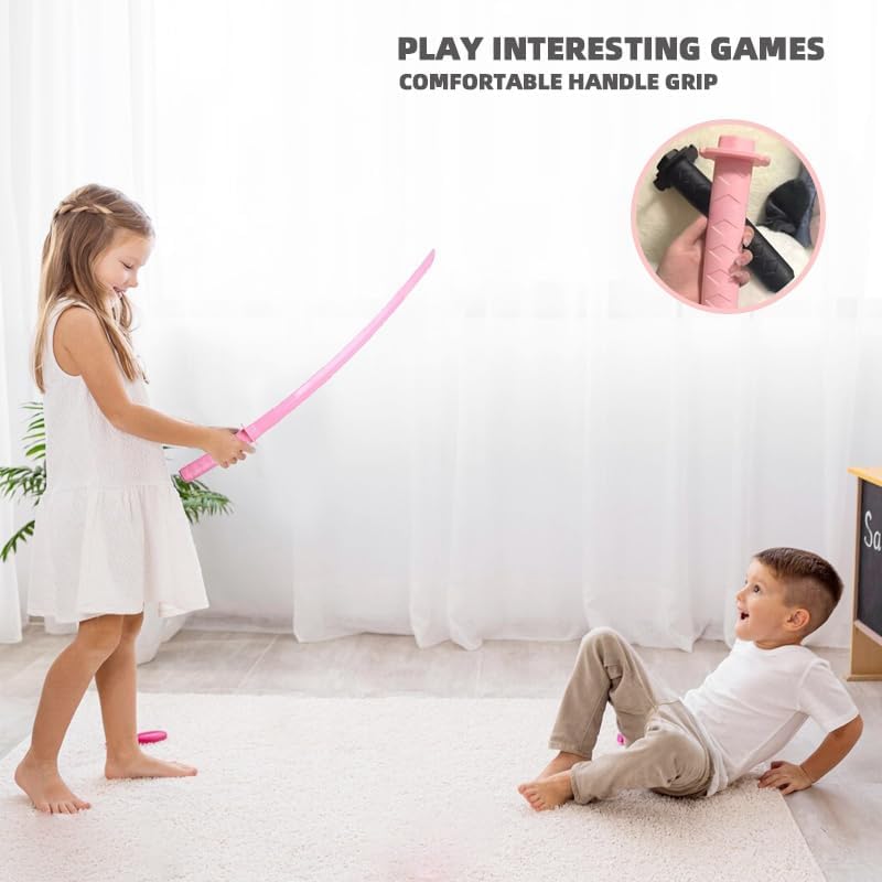 Image of 2Pcs Samurai Sword, Telescopic Sword Set for Display and Role Play, Anime Sword Toy for Cultural Enthusiasts,Black and Pink (2pcs（Black Pink）)