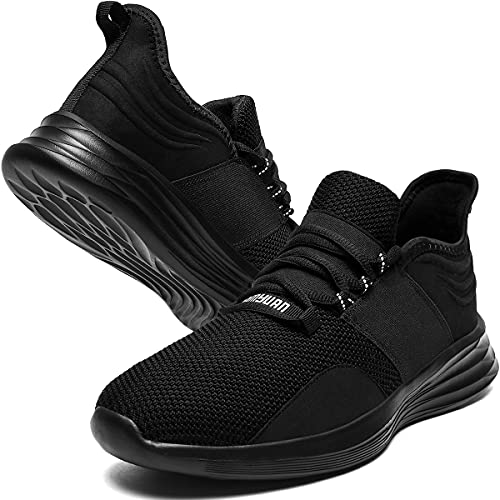 KULIXIE Mens Lightweight Running Tennis Shoes Casual Walking Gym Breathable Athletic Sneakers Black