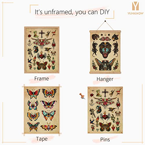 Tattoo Poster Picture - Vintage Tattoo Flash Wall Art & Decor - Gifts For Tattooist - Tattoo Shop Wall Decor - Oddity And Curiosity Decor - Tattoo Room Decoration - Old School Tattoo Art #TOP6