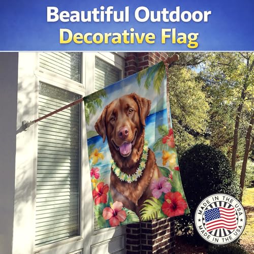 Caroline's Treasures DAC6402CHF Drapeau de maison Chesapeake Bay Retriever Luau Grand mât à manches de porche Décoration extérieure Bannière Oeuvre d'art à suspendre au mur, Polyester, Taille de la – vue 3