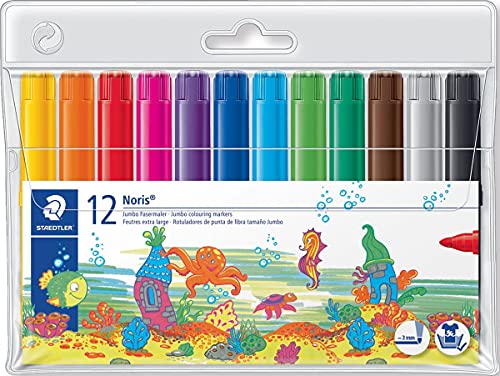 Feutres Staedtler Noris Club Jumbo avec pointe large bloquée et encre lavable