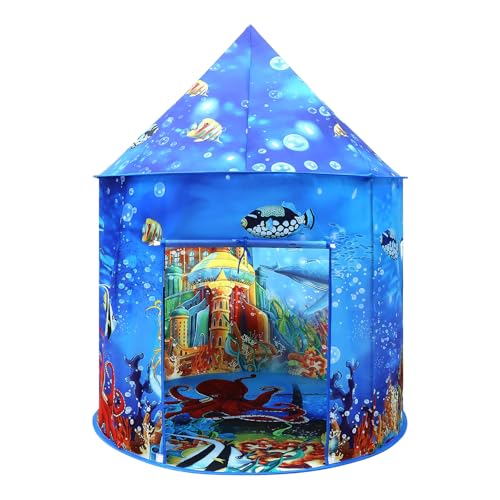 Ocean World Play Tent - Under the Sea Adventure Pop-Up Tent for Kids Indoor Playhouse for Boys & Girls