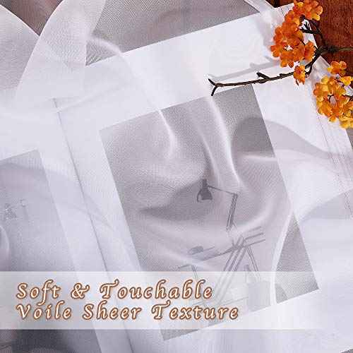 Image of NICETOWN White Sheer Curtains Extra Long 135 inch Length for Large Windows, Grommet Soft and Touching Living Room Window Treatments Sweep to Floor for Villa, 108 inch Wide Total 2 Pieces
