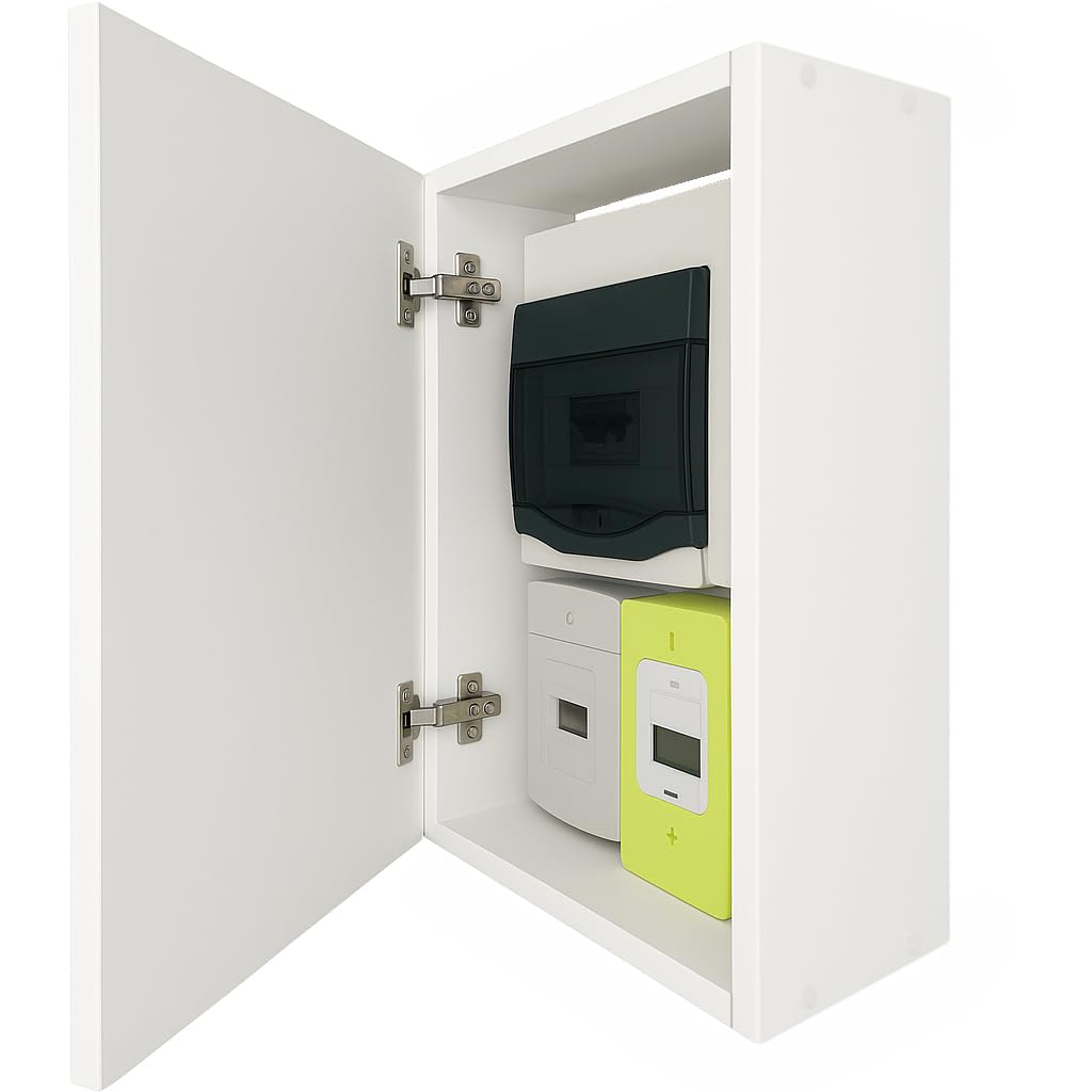 Coperchio per Quadro Elettrico, Coffret Elettrico, Coperchio per Contatore Elettrico, Coffret di Rivestimento per Quadro Elettrico (Grande, Bianco + Serratura (2 Chiavi)) - Clim-Box