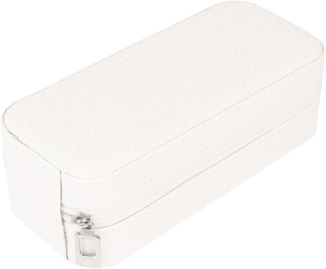 Fashionable Mini Jewelry Box for Rings and Earrings, Leather White