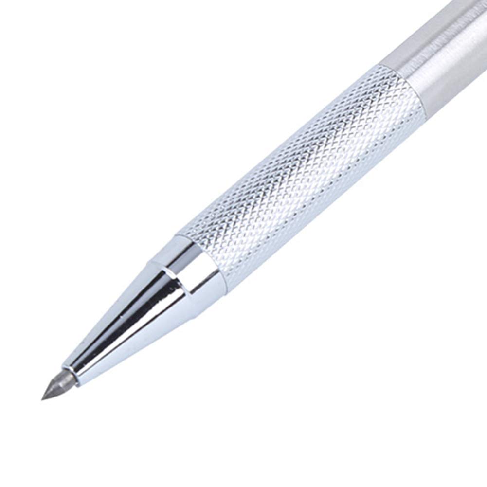Scriber, Scribing Pen Ceramic Marker Engraver for Metal Glass Cutting Tool, Tungsten Steel Tip Golden Silver (Silver)