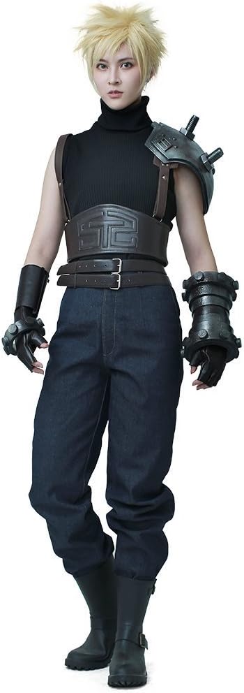 miccostumes Men's Remake Cloud Strife Cosplay Costume MS Black