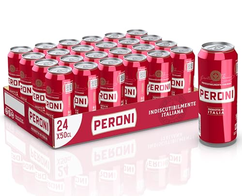 Peroni Birra Lattina, Cassa Birra con 24 Birre in Lattina da 50 cl, Birra Lager con Malto 100% Italiano dal Gusto Moderatamente Amaro, Gradazione Alcolica 4.7% Vol