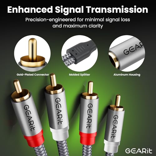 image for GEARit RCA Cable (20FT) 2RCA Male to 2RCA Male Stereo Audio Cables Shi