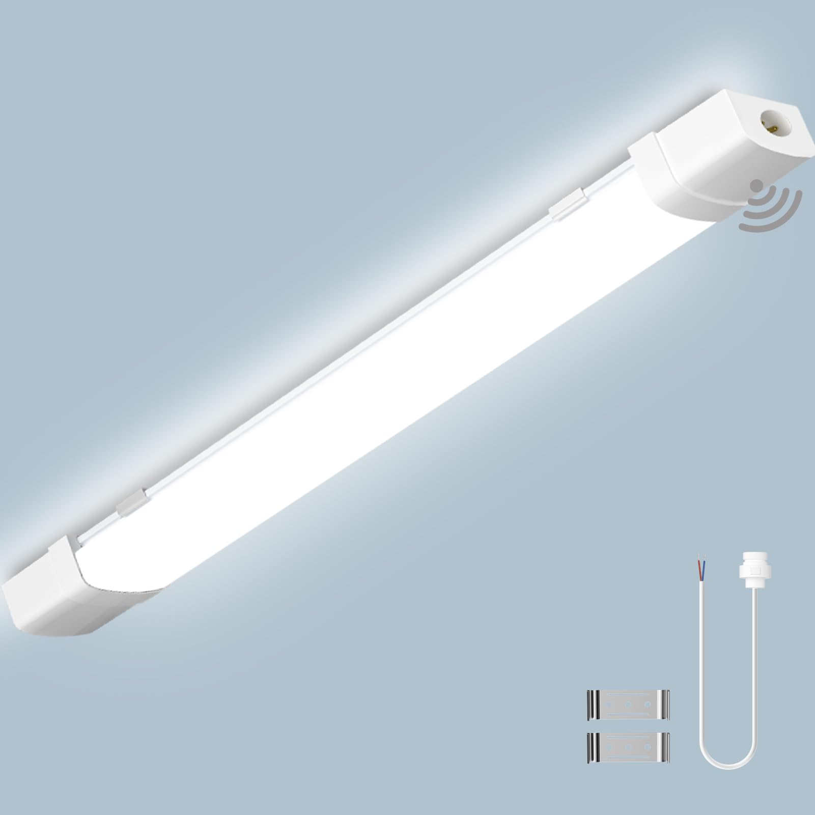 Bellanny 4ft 115cm LED Batten Light, 6500K 4400LM LED Tube Light with Motion Sensor, IP65 Waterproof Strip Lights for Garage, Shed, Office, Workshop, Not Spliceable