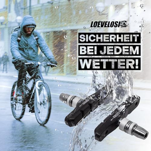 LOEVELOSI Geräuscharme Bremsbeläge Fahrrad OTC Bremsschuhe 4X Felgenbremsen Set für V-Brake Asymmetrisch Bremsklötze für V-Bremse Felgenbremse Fahrradbremsen Bremsen Bremsschuhe Bremsbacken Beläge