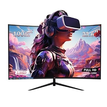 Monitor Curvo 23.6 Polegadas 100Hz Full HD LED – Tela 1500R, 1MS, 98% sRGB, HDMI/VGA, Adaptive Sync, Ajuste de Inclinação e Filtro de Luz Azul para Jogos e Home Office