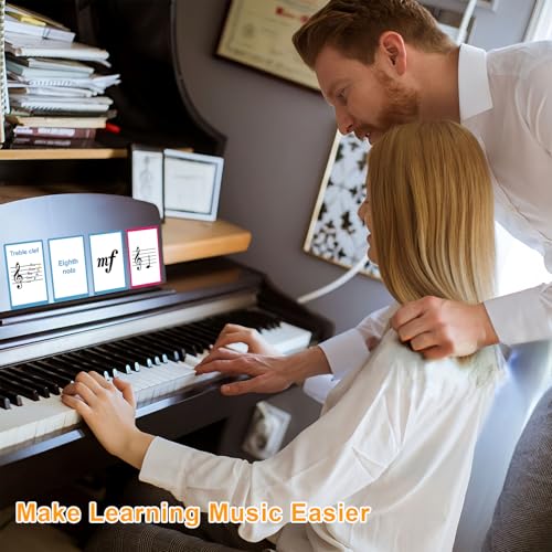104 Piano Music Flash Cards - Basic Music Symbols,Staff Notation, Pitch/Syllable Names, Keyboard Position, Flat/Sharp,Education Cards for Beginners and Professionals