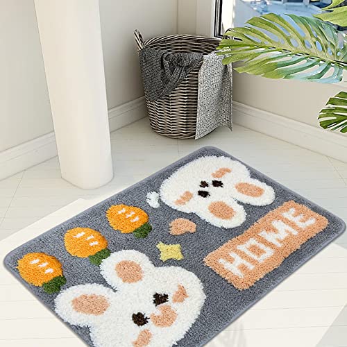 Ustide Kids Bathroom Rug, Cute Rabbit Small Bath Rug 20"X31.5"Non Slip Absorbent Microfiber Bath Mat #TOP2