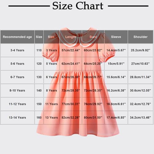 Lmdudan Girls Cute Collared Puff Sleeve Dress Toddler Baby Loose Crewneck Summer A-Line Princess Dresses for 3-14 Years2