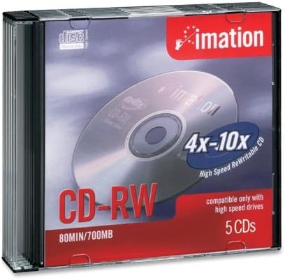 Wholesale CASE of 25 - Imation Branded CD-RW Rewritable Discs-CD-RW, 4-12x, 80Min/700MB, Branded, 5/PK, Silver