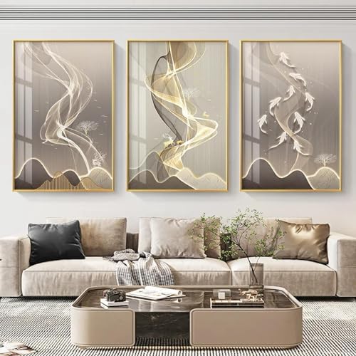 Moderne abstrait gris noir de qualité supérieure en lot de 3 toiles