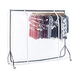 Shopfitting Warehouse Black Heavy-Duty Clothes Rail with Clear Cover 6ft wide
