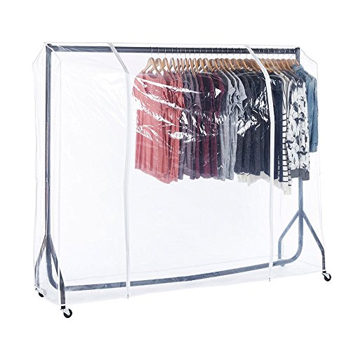Shopfitting Warehouse Black Heavy-Duty Clothes Rail with Clear Cover 6ft wide