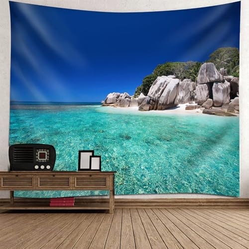 Tapisserie motif nature 210x140cm tenture murale mer et îles