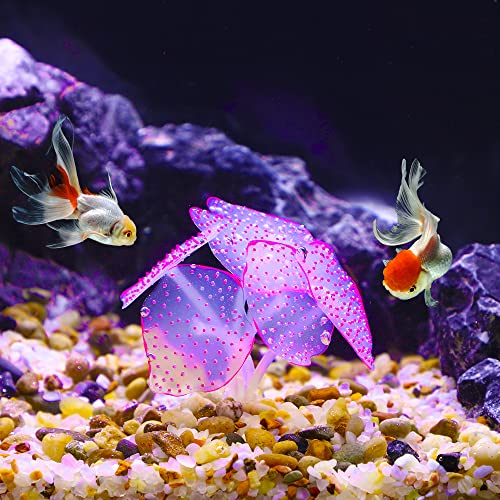 Image of VOCOSTE Soft Silicone Glowing Aquarium Simulation Coral with Sucker, Fluorescence Aquatic Artificial Coral for Fish Tank Decoration, Pink