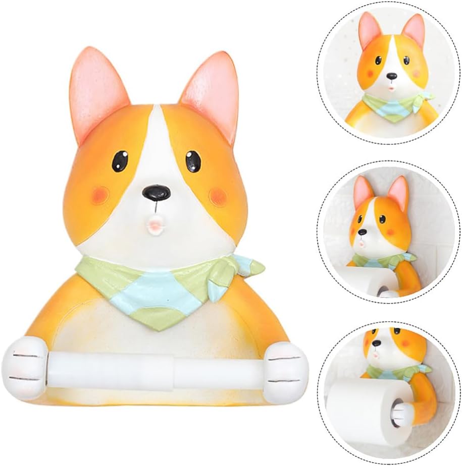 Homoyoyo 1pc Corgi Design Hanging Toilet Tissue Holder Cute Wall Rack for Bathroom Office Kitchen and Living Room Functional Storage Organizer for Clean and Tidy Spaces