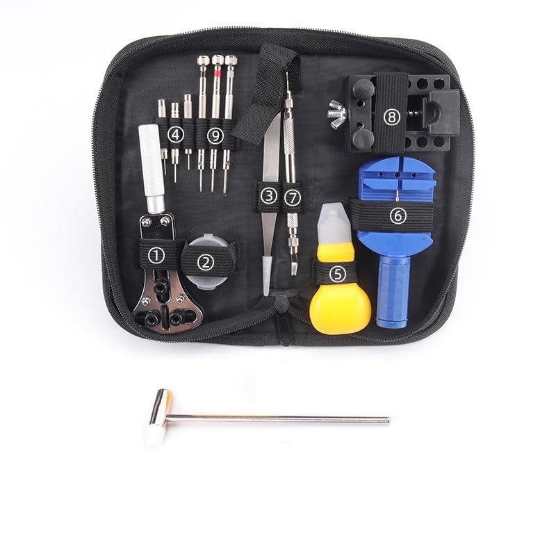 Kit de extracción de relojes, juego de herramientas de reparación de relojes, desmontaje y ajuste, interceptor de reloj, cambio de batería, desmontaje de la cubierta trasera, herramienta de