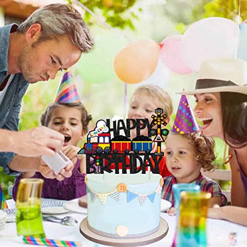 Train Happy Birthday Cake Topper Decorations Choo Choo Steam Train Cake Decorations Train Themed Cake Toppers Decorations For Traffic Transportations Themed Birthday Party Baby Shower Supplies #TOP6