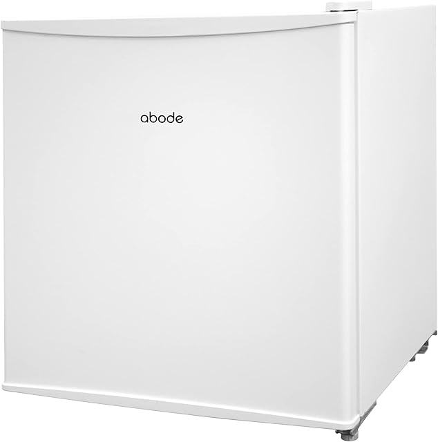 ABODE Table Top Mini Fridge White Mini Cooler, 43 Litre Capacity ATTF1 with Ice Box & Reversible Door, Adjustable Thermostat & Feet (White)