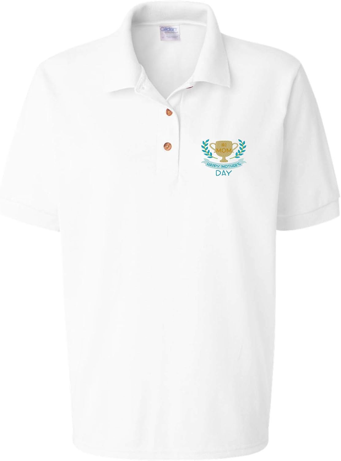 ALLNTRENDS Women's Polo Shirt #1 Mom Happy Mother's Day Embroidered Gift
