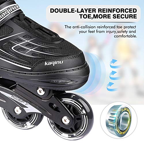 Kaqinu Adjustable Inline Skates, Outdoor Roller Blades Skates With Full Illuminating Wheels For Women, Kids, Girls And Boys (White, S) #TOP4