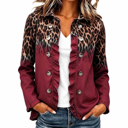 Aniywn Women'S Fall Jackets Lightweight Ruffle Double Breasted Cardigan - image 2