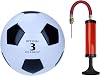 Balón de fútbol clásico blanco y negro con bomba – Entrenamiento de cuero PU cosido a máquina para práctica en interiores y exteriores – Fútbol recreativo duradero – Tamaños 3/4/5 1