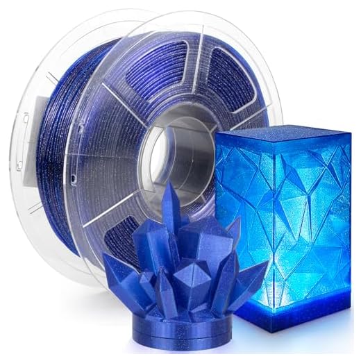 IEMAI Blue Glitter PETG Filament 1.75mm 1kg, Sparkle Galaxy Transparent 3D Printer Filament 50-600mm/s Rapid Printing, Crystal Clear Surface for Decorative and Functional Parts