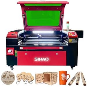 80W CO2 Lasergraveermachine, Sihao plottermachine, snapmaker graveergereedschap, 700 x 500 mm, 220 V, Europlug, Ruida Control, met USB-aansluiting voor hout, papier, kunststof, leer, glas, keramiek,