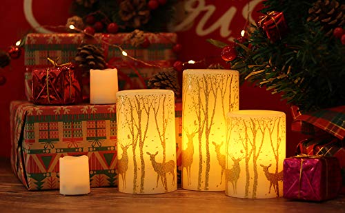 Velas sin llama para decoración navideña del hogar con luces LED y cera real 4