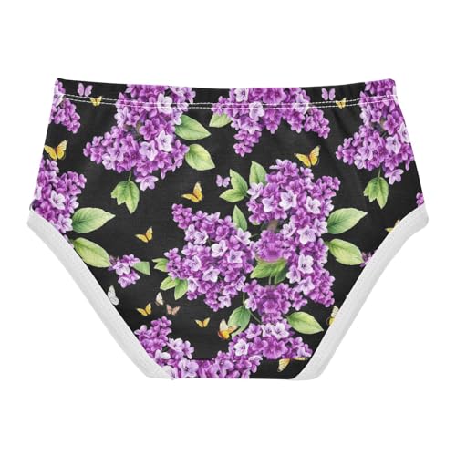 Joisal Bright Girls Underwear Toddlers 2t Cotton Panties for Girl Watercolor Purple Lilacs Butterflies Briefs Girls Undies2