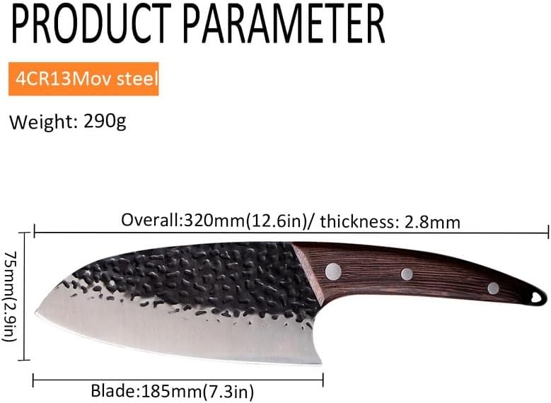 Meat Cleaver,Cleaver Knife Forged Kitchen Chef Knife High Carbon Cald Stainless Steel Meat Vegetables Slicing Chinese Butcher Cleaver Knife