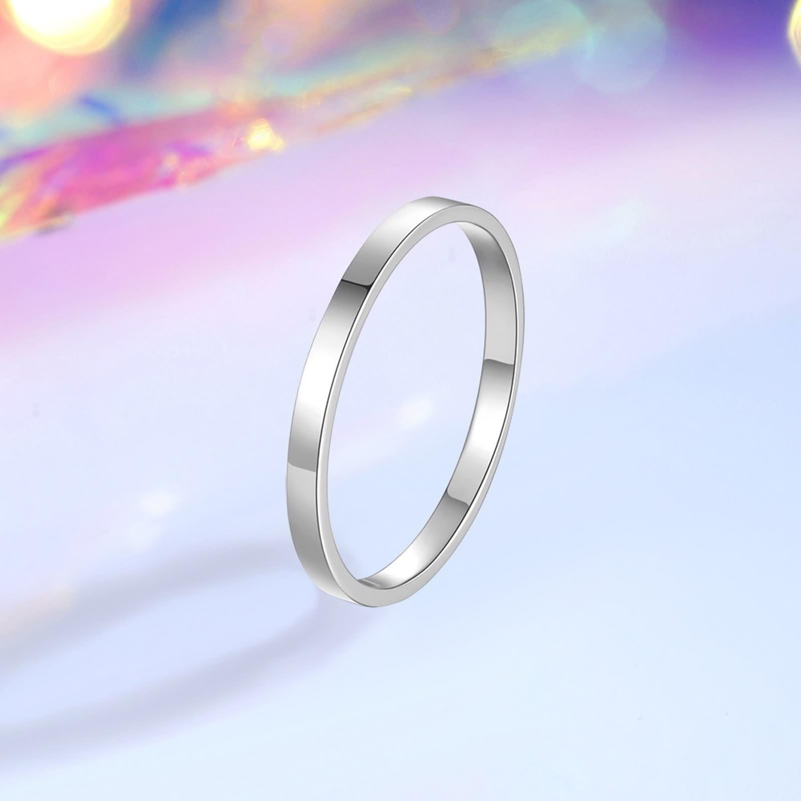 Anelli dell'amicizia per amiche, anello da donna, stile vintage, superficie liscia, in oro bianco 18 carati, misura 62 (19,7)