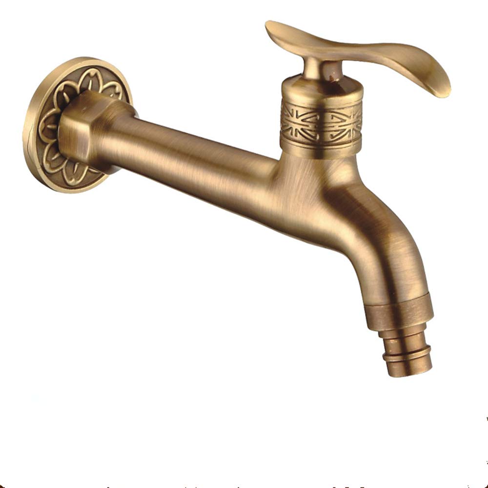 Qiyou Brass Wall Mounted Faucet Cold Water Tap Bathroom Mop Pool Washing Machine Garden Faucets