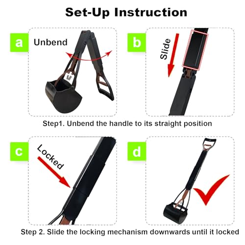 Image of ienjoyed Pooper Scooper, Large Pooper Scooper for Dogs Heavy Duty, Dog Pooper Scooper with Long Handle & High Strength Durable Spring, Foldable Dog Poop Pick Up (32-inch) (Brown(Bottom Seamless))