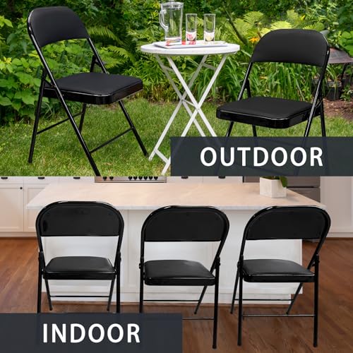Dining Folding Chairs,4 Pack Foldable Chair with Vinyl Padded Seat,Metal Frame,Folding Black Chairs for Outdoor & Indoor Office Party Dining Meetings Wedding Events-Black. image 3