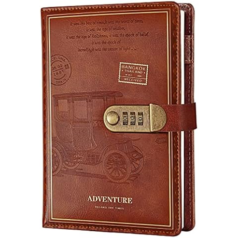 Cuaderno Diario de Cuero PU Vintage con Cerradura de Combinación Cover