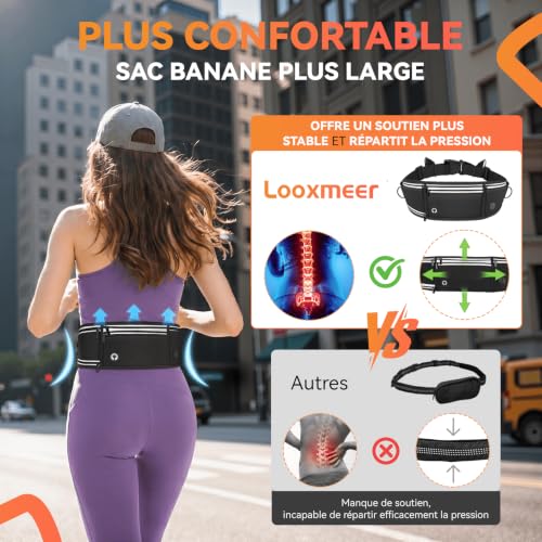 Looxmeer Laisse Canicross Chien, Laisse Main Libre pour Chiens, Longe de Jogging Élastique 160-220cm, Anti-tirons, Réfléchissant, Ceinture Réglable, Double Poignée pour Course à Pied, Marche – vue 4