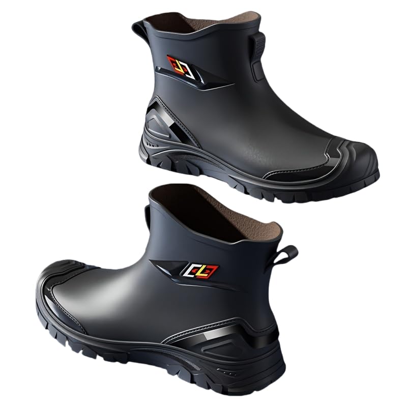 Men's All-Season Waterproof Rain Boots - Slip-Resistant, Outdoor Work Shoes with Comfort