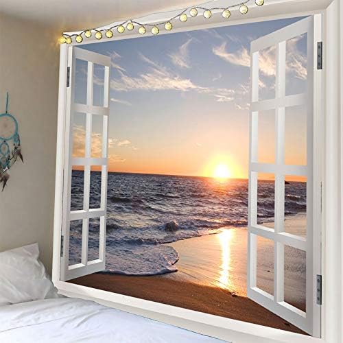 Homiest 3D Ocean Tapestry Wall Hanging Sun Sunset Sea Beach Lands...