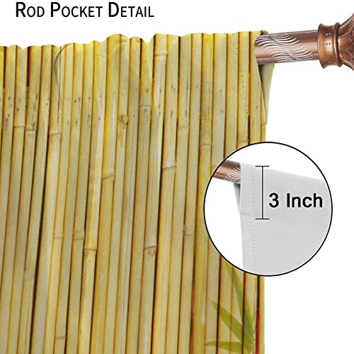 Bamboo Print Curtains, Bamboo Stems And Leaves Oriental Nature Wood Image Natural Wildlife Theme, Living Room Bedroom Window Drapes 42" X 45" #TOP4