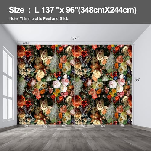 Murales de pared grandes autoadhesivos de rosas de 96x137" para decoración de dormitorios 5