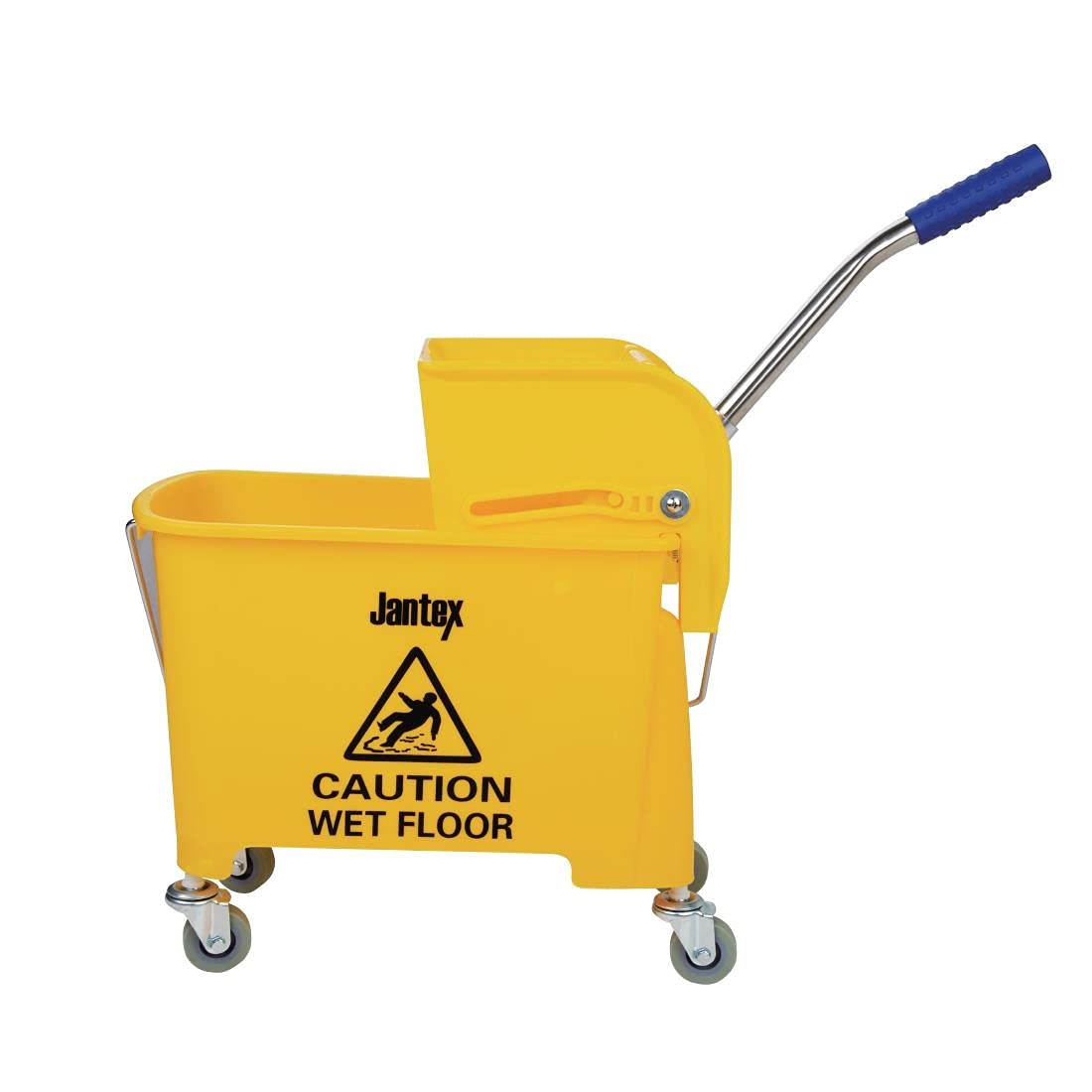 Jantex Kentucky Seau essoreur 20 litres, jaune, séparateur d'eau sale, sur roulettes, longue poignée à levier d'essoreuse, nettoyage à grande échelle, nettoyage à code couleur, F951
