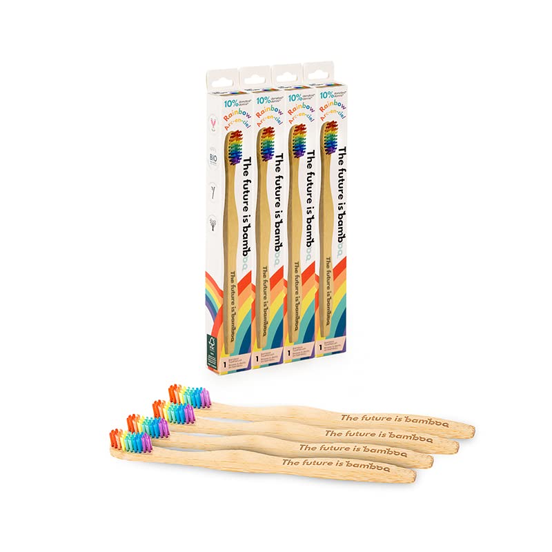 Brosses à dents en bambou biodégradables The Future Is Bamboo en lot de 4